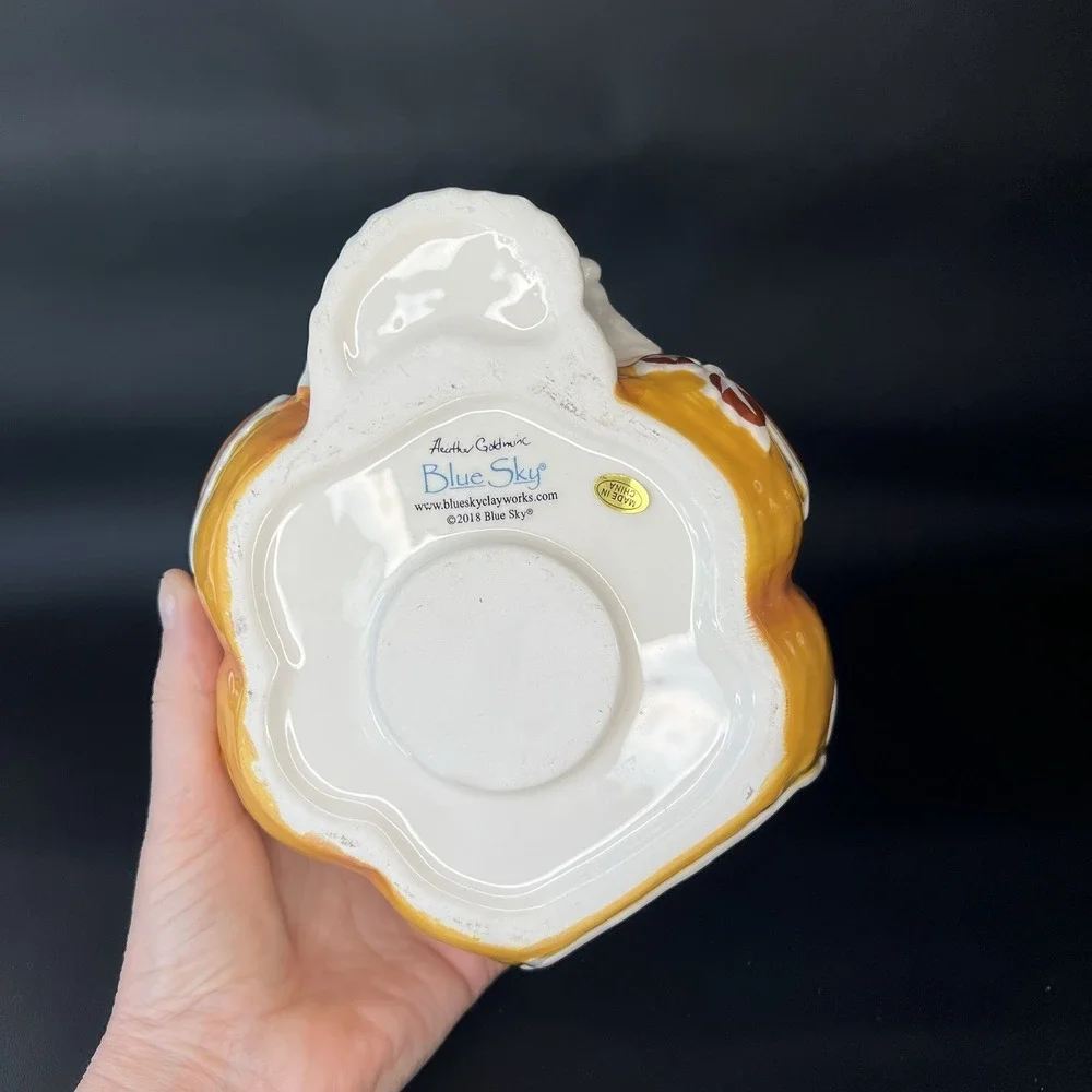 Blue Sky Clayworks Pumpkin Pie Cottage Cat‎ Kitty House Tealight Candle 2018
